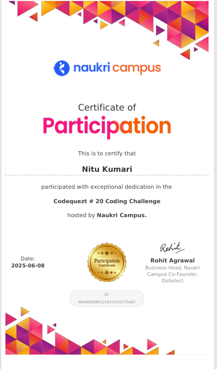 Coding Challenge Certificate